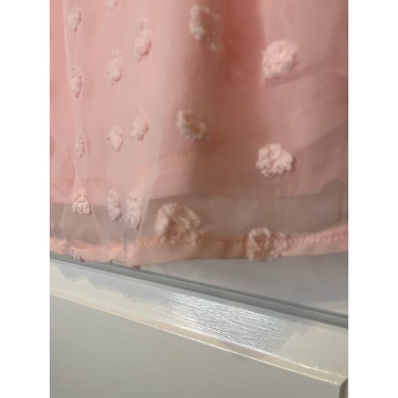 Boutique Womens Pink v neck blouse top size L ruffle sleeves polka dot print - Picture 4 of 10